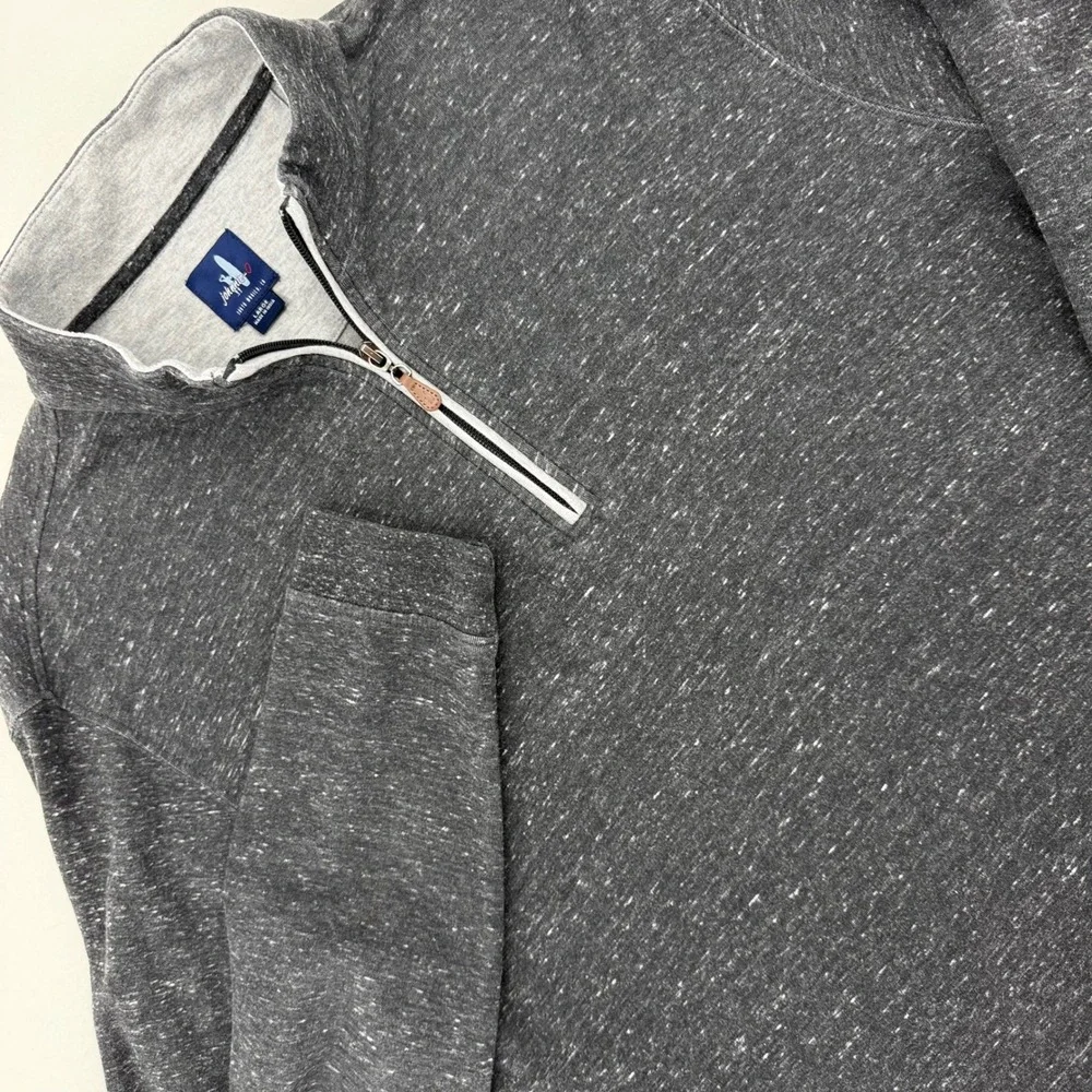 Johnnie-O Sully Quarter Zip Pullover Mens Large Pewter Heathered Excellent